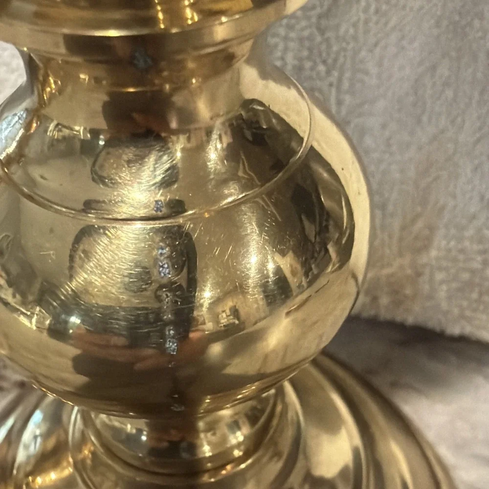 Vtg 2002 Elegant Expressions Lacquered Solid Brass Pillar Candlestick Pair 7
